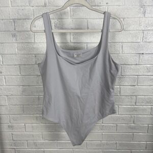 Aritzia Babaton Gray Square Neck Thong Bodysuit Womens 2XL Minimalist Layering